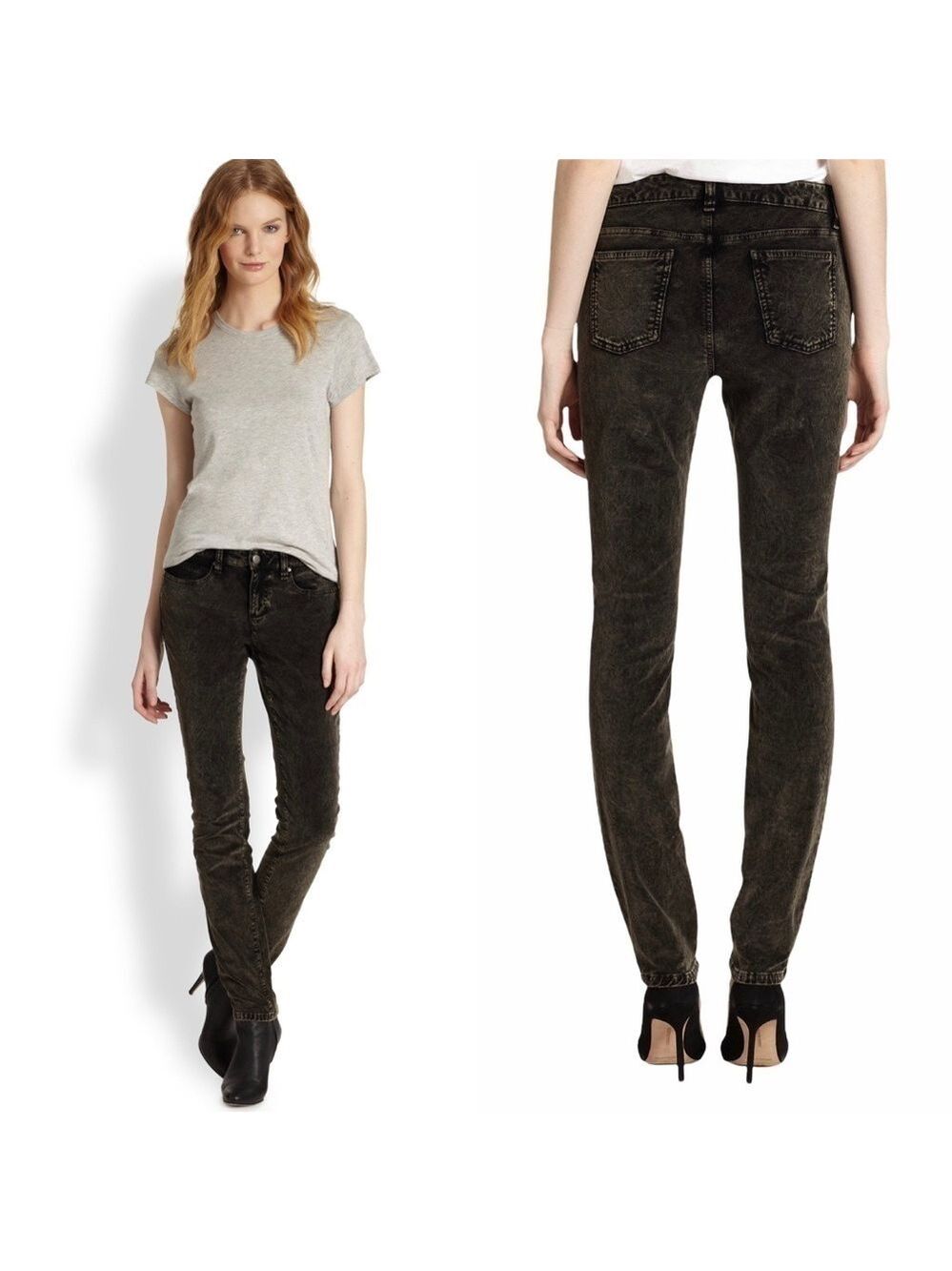 Eileen Fisher Women's size 2 Grey Velvet Skinny 5 Pocket Denim Jeans